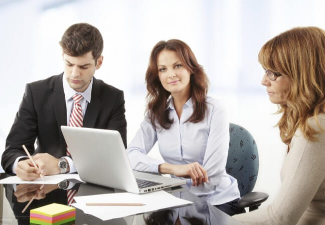 Private detective with clients